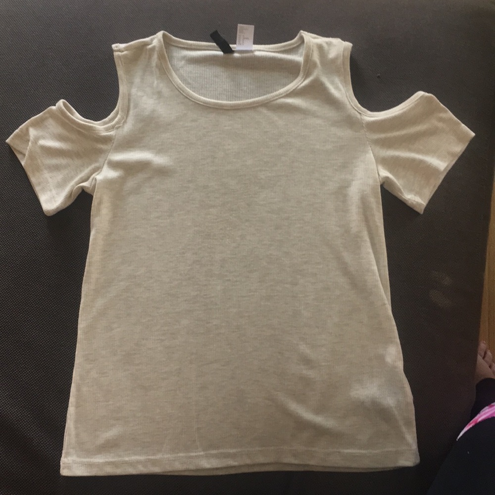 H&M Divided Tan Cold Shoulder Top